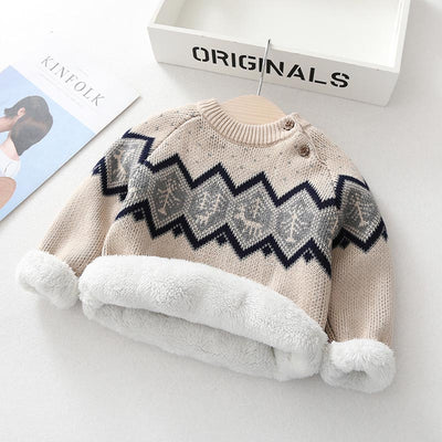 Suéter Tejido Retro Grueso Acolchado para Niños y Niñas - Image 12