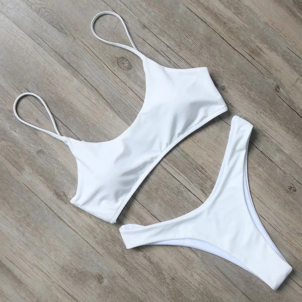 Bikini Liso de Colores Sólidos para Mujer - Diseño Minimalista