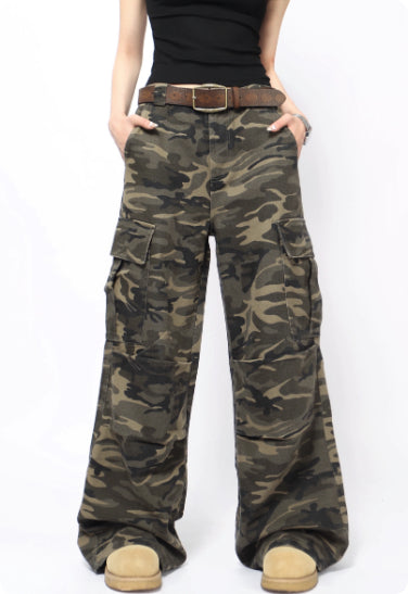 Pantalones Cargo Camuflaje Retro Lavado para Hombre y Mujer - Image 7