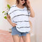 Playera Rayada Manga Corta Talla Grande para Mujer