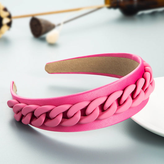 Diadema Ancha con Cadena de Colores Macaron para Mujer - Image 26