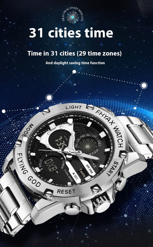 Reloj Empresarial Doble Pantalla Luminoso Resistente al Agua - Image 9