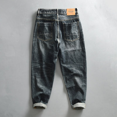 Pantalones Denim Azul Retro Efecto Desgastado para Hombre - Image 2