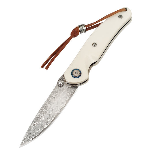Cuchillo Plegable Acero Damasco para Aventuras al Aire Libre - Image 4