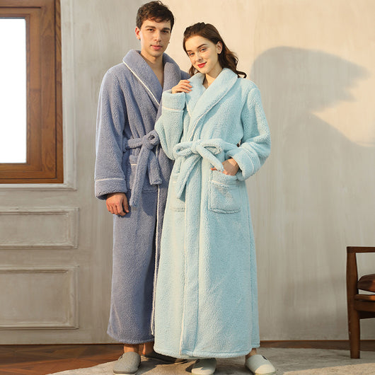 Bata de Invierno en Terciopelo Algodón para Parejas - Pijama Largo Talla Grande Lujo Ligero - Image 4