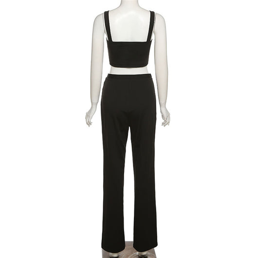 Conjunto de Pantalón Casual Cintura Alta con Top Tubo Encadenado - Image 17