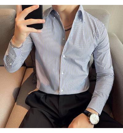 Camisa Manga Larga a Rayas para Hombre Otoño Invierno - Image 10