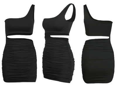 Vestido Asimétrico Plisado con Detalle de Bolsa en la Cadera - Image 21
