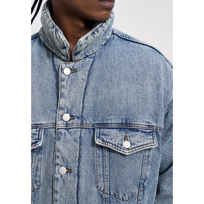 Chaqueta Denim Oversize Lavada y Desgastada - Algodón Grueso - Image 4