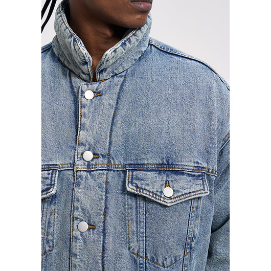 Chaqueta Denim Oversize Lavada y Desgastada - Algodón Grueso - Image 4