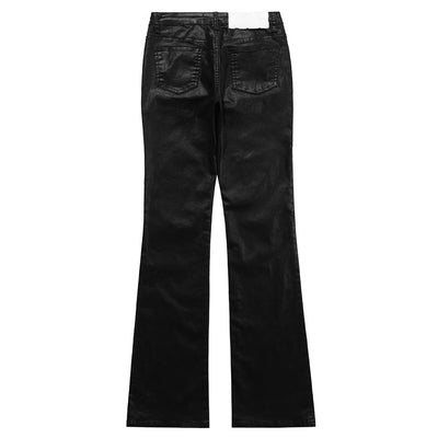 Jeans Negros Rectos Vintage con Acabado Encerado - Image 3