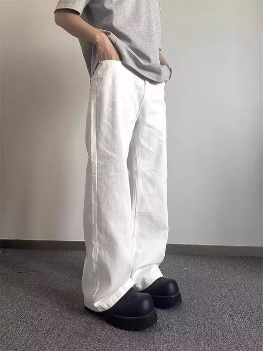 Pantalones Vaqueros Blancos Rectos Oversize para Hombre - Estilo Urbano Premium - Image 9