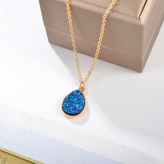 Collar Colgante de Cristal en Gota de Agua con Racimo Brillante - Image 12