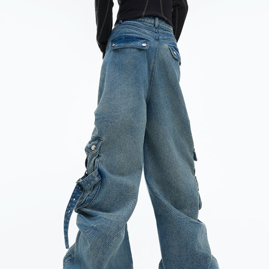 Jeans Vintage Desgastado con Diseño Plisado Reforzado - Image 11