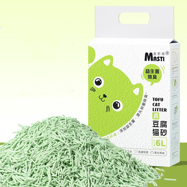 Arena Sanitaria de Tofu para Gatos 6L con Probióticos y Desodorante Natural