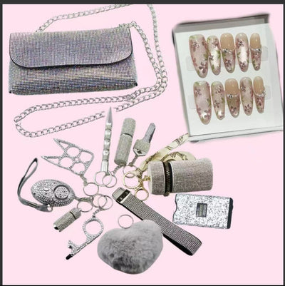 Set de Defensa Personal para Mujer: Bolso Bandolera + Llavero de Seguridad + Uñas Postizas - Image 7