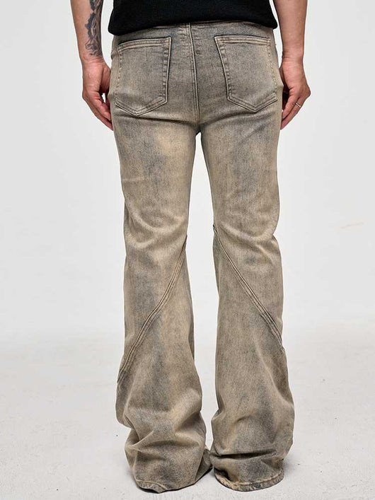 Jeans Desgastados con Efecto Teñido y Costuras Mezcladas - Image 11