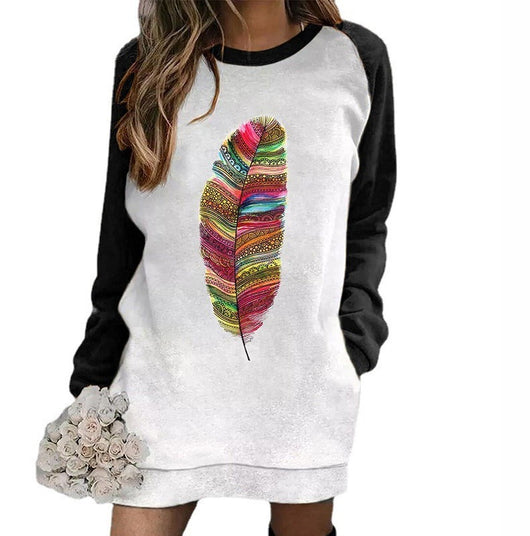 Vestido Suéter Holgado con Contraste de Colores y Bolsillos - Image 9