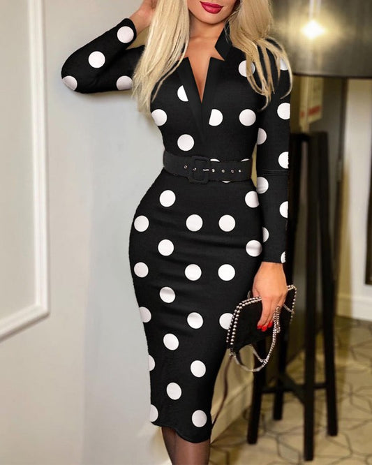 Vestido Mujer Escote V con Estampado Hip