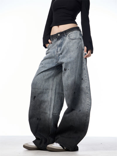 Pantalones Jeans Sueltos Efecto Desteñido con Tinta Splash - Image 18