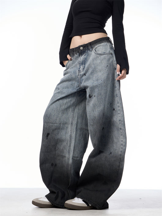 Pantalones Jeans Sueltos Efecto Desteñido con Tinta Splash - Image 18