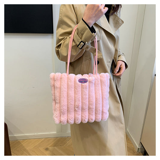 Bolso Tote Grande de Felpa para Otoño e Invierno - Image 12
