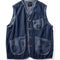 Chaleco Denim Retro Patchwork Color Block Marrón