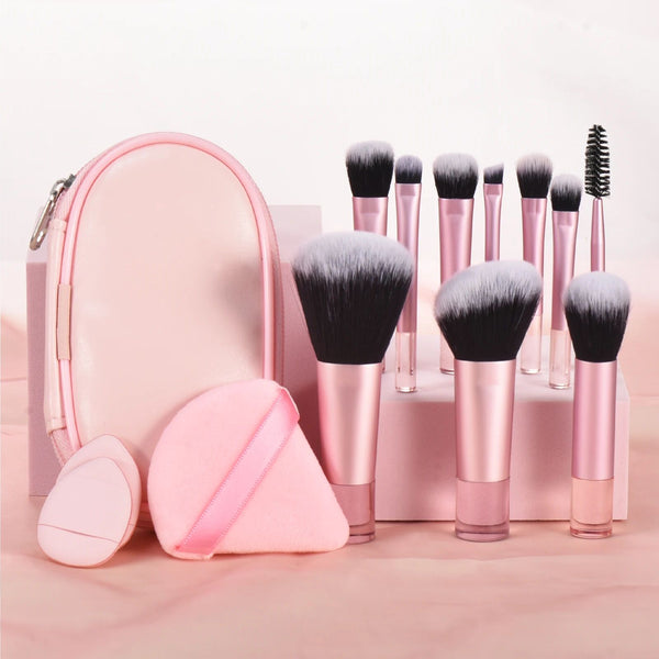 Set de Brochas de Maquillaje Portátil con Estuche de Viaje