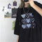 Camiseta Estampada de Algodón Suelta para Mujer