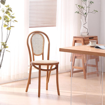 Sillas de Comedor Vintage Francesas de Madera Maciza con Tejido de Ratán - Image 3