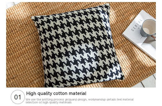 Funda de Cojín Houndstooth Nórdico Blanco y Negro Angsge - Image 11