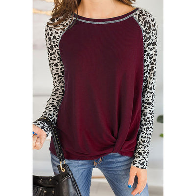 Blusa Leopardo con Mangas Largas y Dobladillo Anudado - Image 6