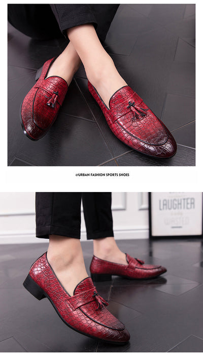 Zapatos de Cuero Elegantes Transpirables con Punta Afilada y Borlas para Hombre - Image 14