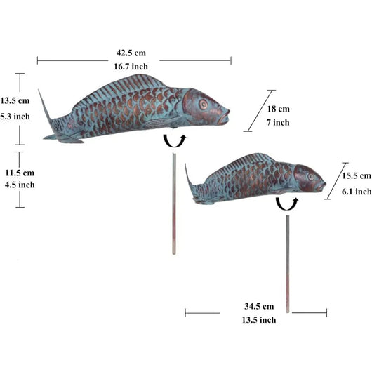 Ornamentos de Peces Luminosos para Jardín - Decoración en Resina Efecto Cobre - Image 11