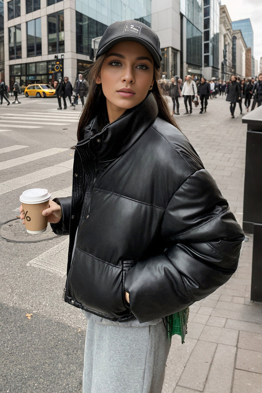 Chaqueta Acolchada de Cuero Desechable Invierno Europea y Americana - Image 31
