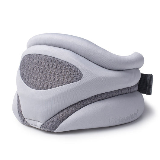 Pink bionic breathable neck guard for cervical vertebra care, designed to prevent bowing and neck leaning forward, shown with a grey storage bag. - Image 5