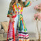 Cardigan Largo Estampado con Cordones - Blusa Suelta de Moda Europea