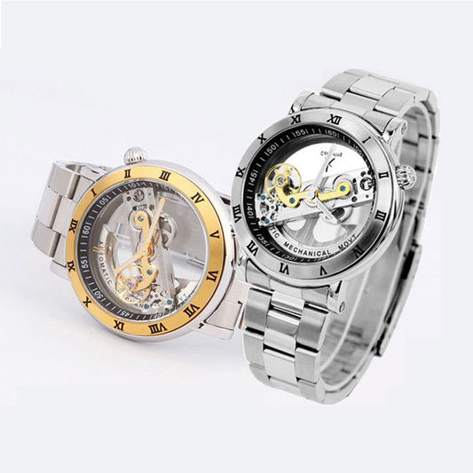 Reloj Automático con Movimiento Visible Transparente Doble Cara