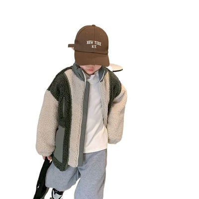 Abrigo Infantil Lana de Cordero Estilo Coreano Acolchado y Cálido - Image 11