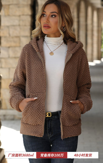 Chaqueta Hoodie Acolchada Suelta con Bolsillos y Cierre para Otoño e Invierno - Image 11