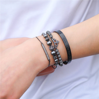 Pulsera Tejida Ajustable Crown Diamond Ball para Hombre - Image 7