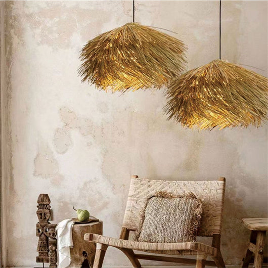Lámpara Colgante Tejida en Ratán Estilo Wabi Sabi Japonés - Image 3