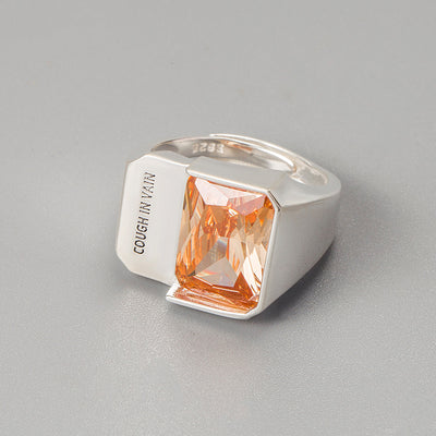 Anillo de Plata 925 con Circón Naranja - Colección Elegancia Coreana