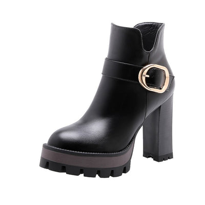Botas Cortas Impermeables con Plataforma y Tacón Alto para Mujer - Image 19