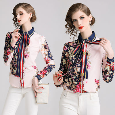 Blusa Moldeadora con Estampado de Flores y Moño - Image 6