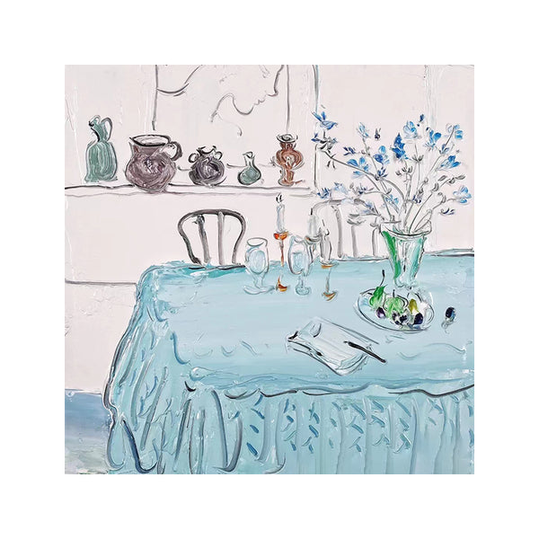 Mesa de Comedor Nórdica Pintada a Mano con Textura Artesanal - Image 5