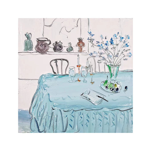 Mesa de Comedor Nórdica Pintada a Mano con Textura Artesanal - Image 5