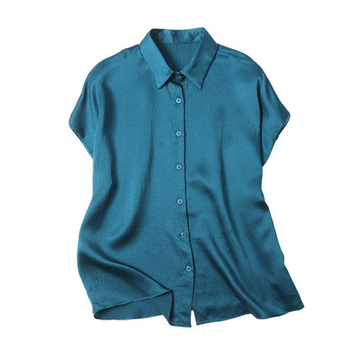 Camisa de Satén Perla con Cuello Invertido Abotonadura Simple - Image 5