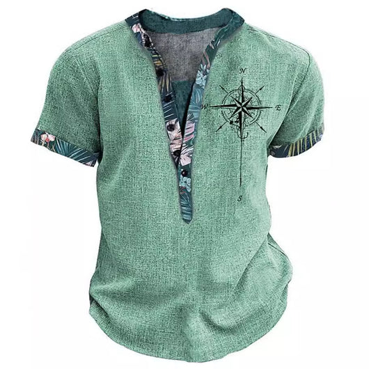 Playera Estampada 3D Estilo Europeo Americano con Botones para Jóvenes - Image 3