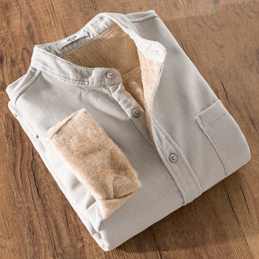 Camisa Térmica Acolchada de Pana y Terciopelo para Hombre - Image 9